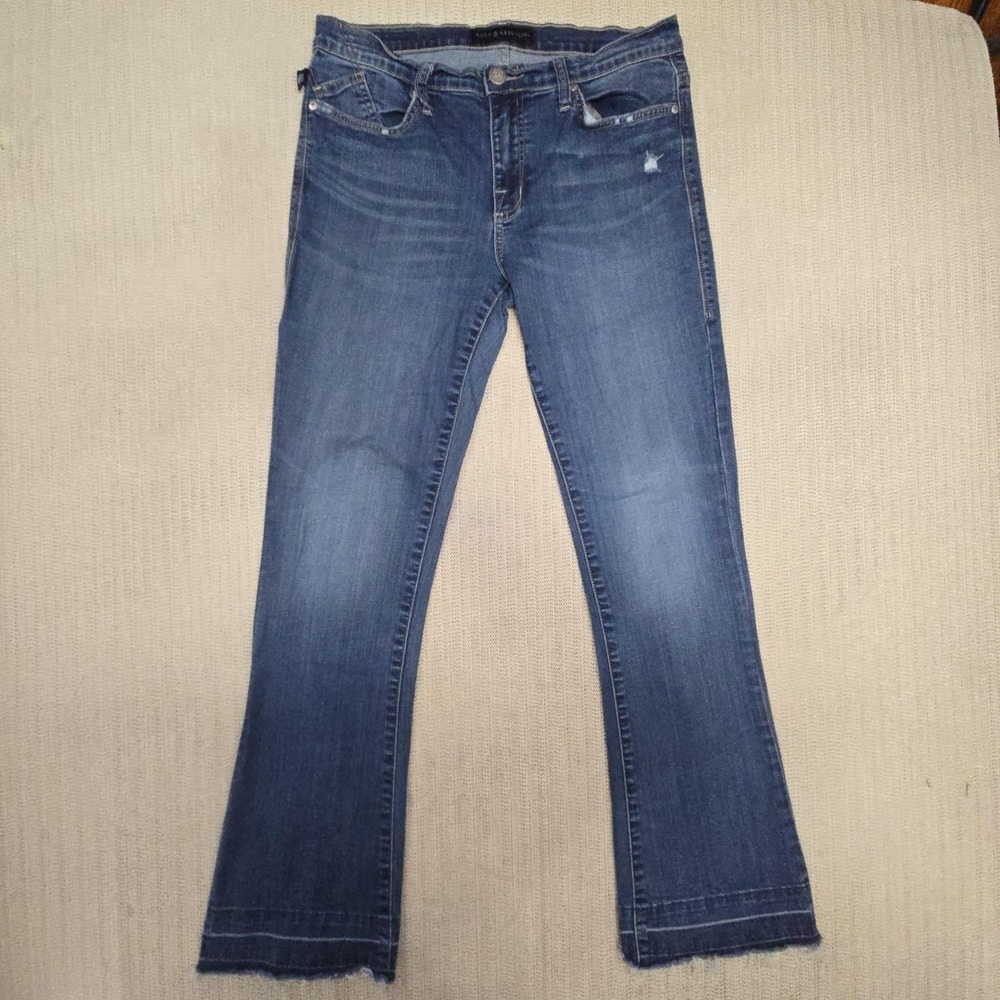 Rock & Republic Jeans Womens 12 Blue Kasandra Mid Rise Bootcut Stretch Denim
